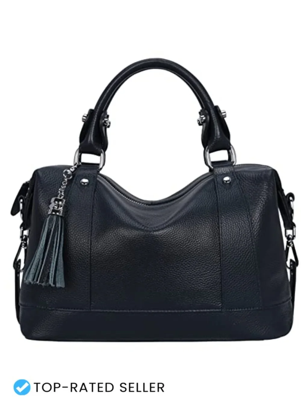 Genuine Leather Satchel Tote Handbag | Adjustable Crossbody Strap | Work Travel